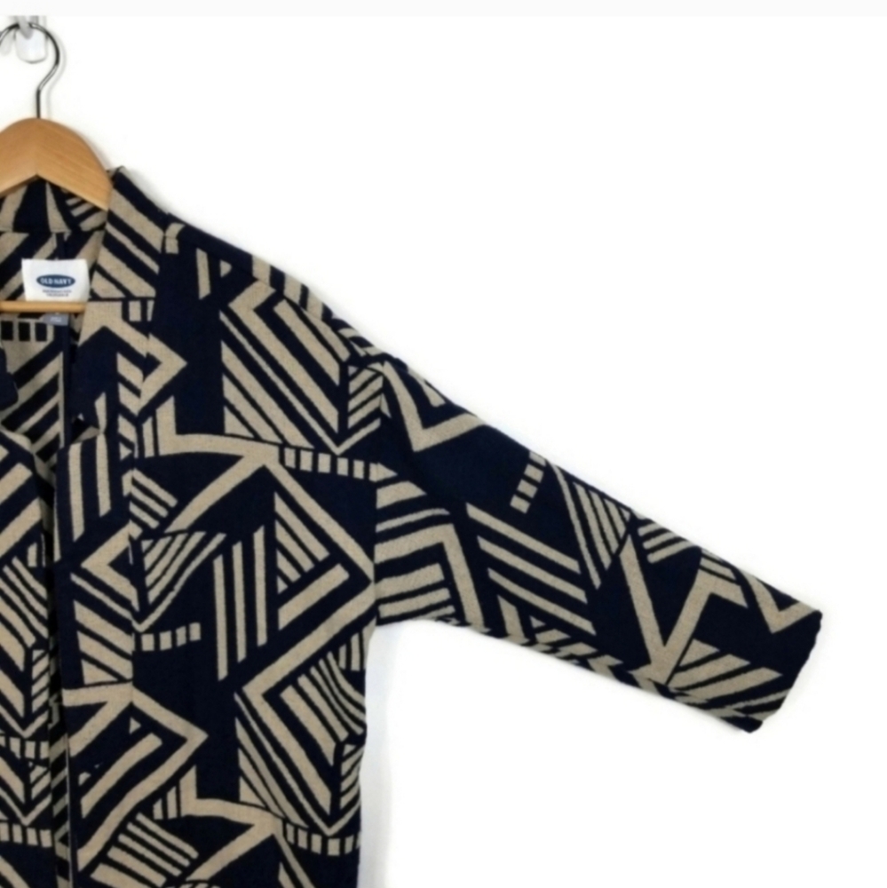 Old Navy Open Front Geometric Patterned Coat Navy… - image 4